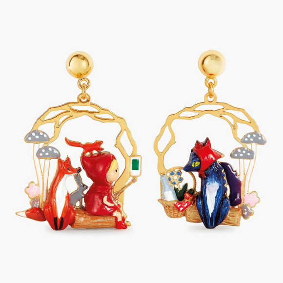 Les Néréides Little Red Riding Hood Picnic Earrings-One Quarter