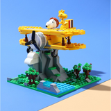 LiNooS Peanut® Snoopy Jungle Adventure Yellow Biplane Building Block Set-One Quarter