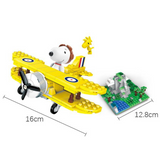 LiNooS Peanut® Snoopy Jungle Adventure Yellow Biplane Building Block Set-One Quarter