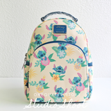 Loungefly Lilo & Stitch Hawaiian Flowers Stitch and Scrump Mini Backpack-One Quarter