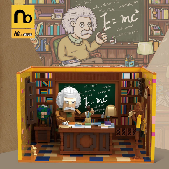 NiceBrick Famous Celebrities Albert Einstein in Study Building Toy Set-One Quarter