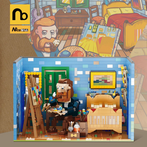 NiceBrick Famous Celebrities Vincent van Gogh in Atelier Building Toy Set-One Quarter