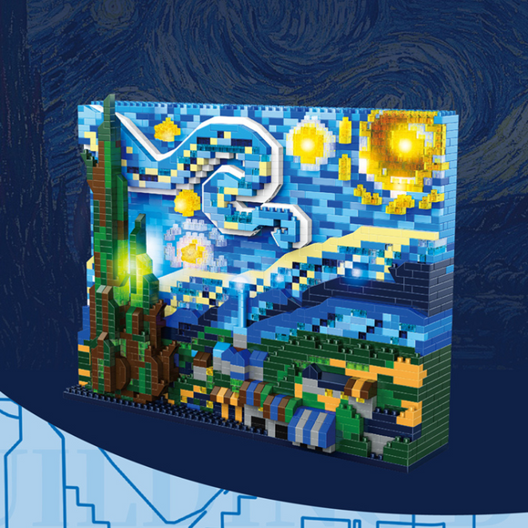 YKO Art Vincent van Gogh The Starry Night Micro-Diamond Particle Building Block Set-One Quarter