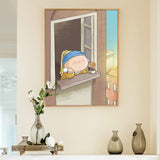 Girl with a Pearl Earring on Windowsill Printed on Canvas-One Quarter