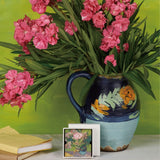 Van Gogh Vase with Oleanders and a Book Enamel Pin-One Quarter